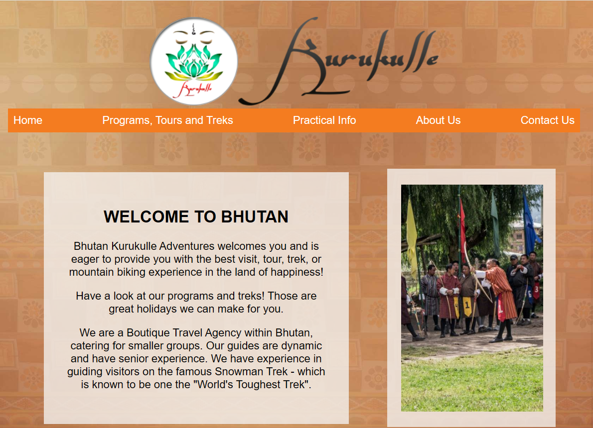 Bhutan Kurukulle Adventures website